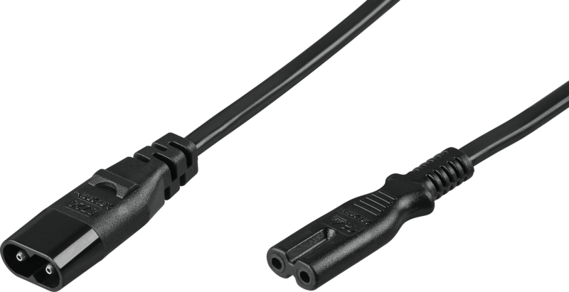 Strøm Kabel forlænger C8 til C7, 2m, Sort