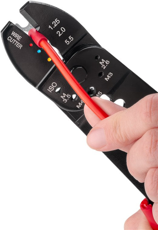 Crimptang til isolerede og uisolerede kabelsko