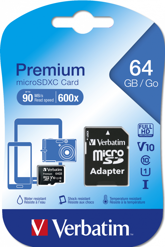 MicroSD SDXC 64 GB Klasse 10 inkl. adapter