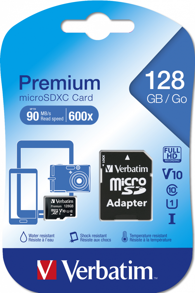 MicroSD SDXC 128 GB Klasse 10 inkl. adapter
