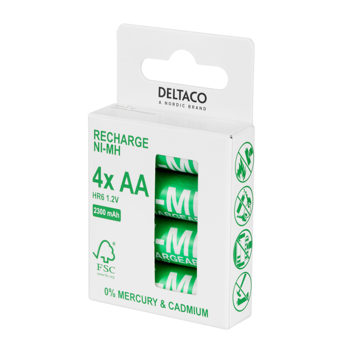 Genopladelige AA/LR6 batterier, 2300mAh, 4-pak