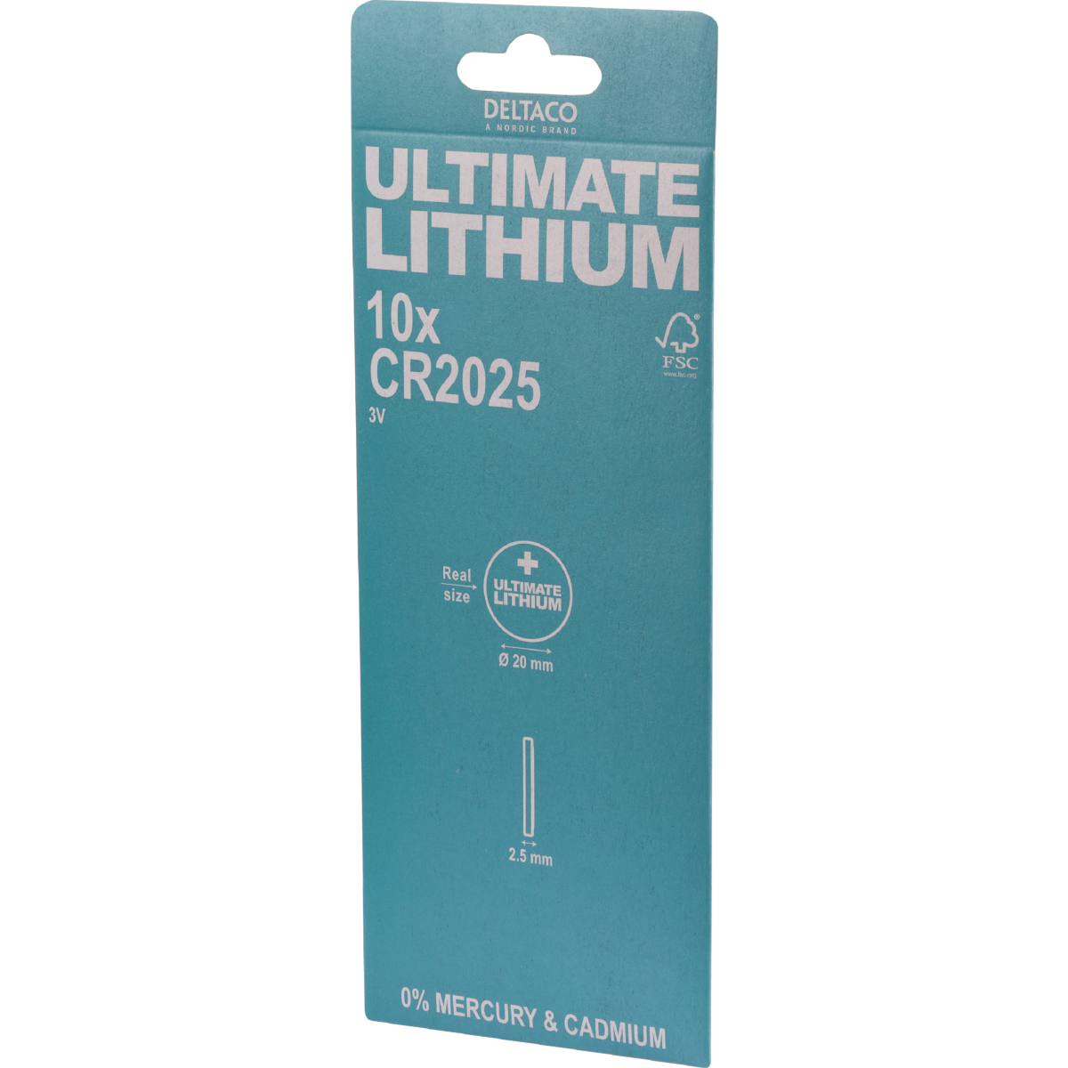 Deltaco CR2025 Ultimate Lithium 3V Knapcellebatterier, 10-pak