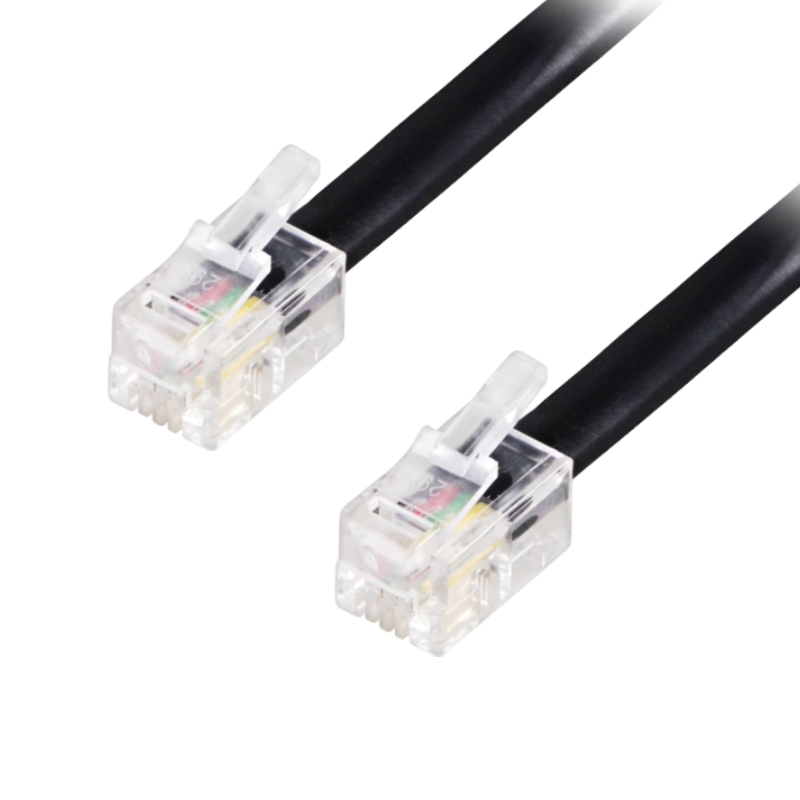 Tenefon Kabel RJ10 (4P4C) Han - RJ10 (4P4C) Han sort, 1 meter