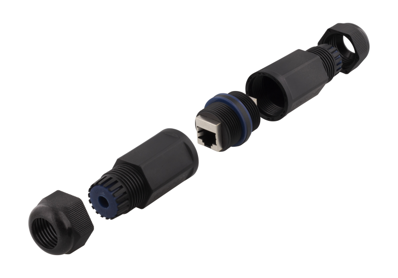 Vandtæt samler, Cat6 RJ45, skærmet, IP67