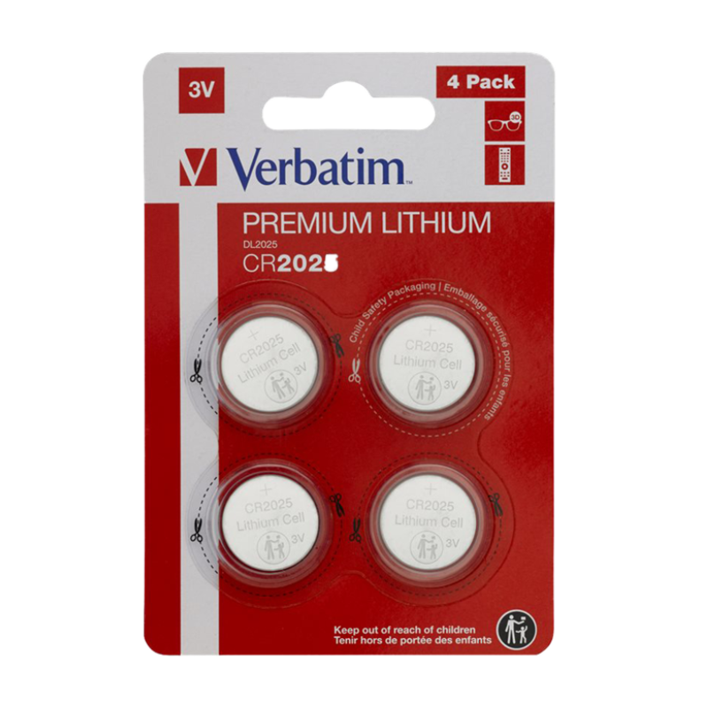Verbatim CR2025 batteri, 4 stk