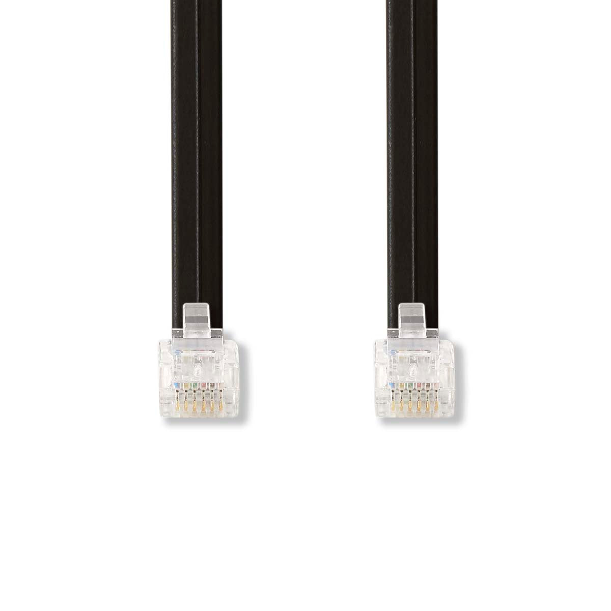 Tenefon Kabel RJ12 Han - RJ12 Han sort, 1 meter