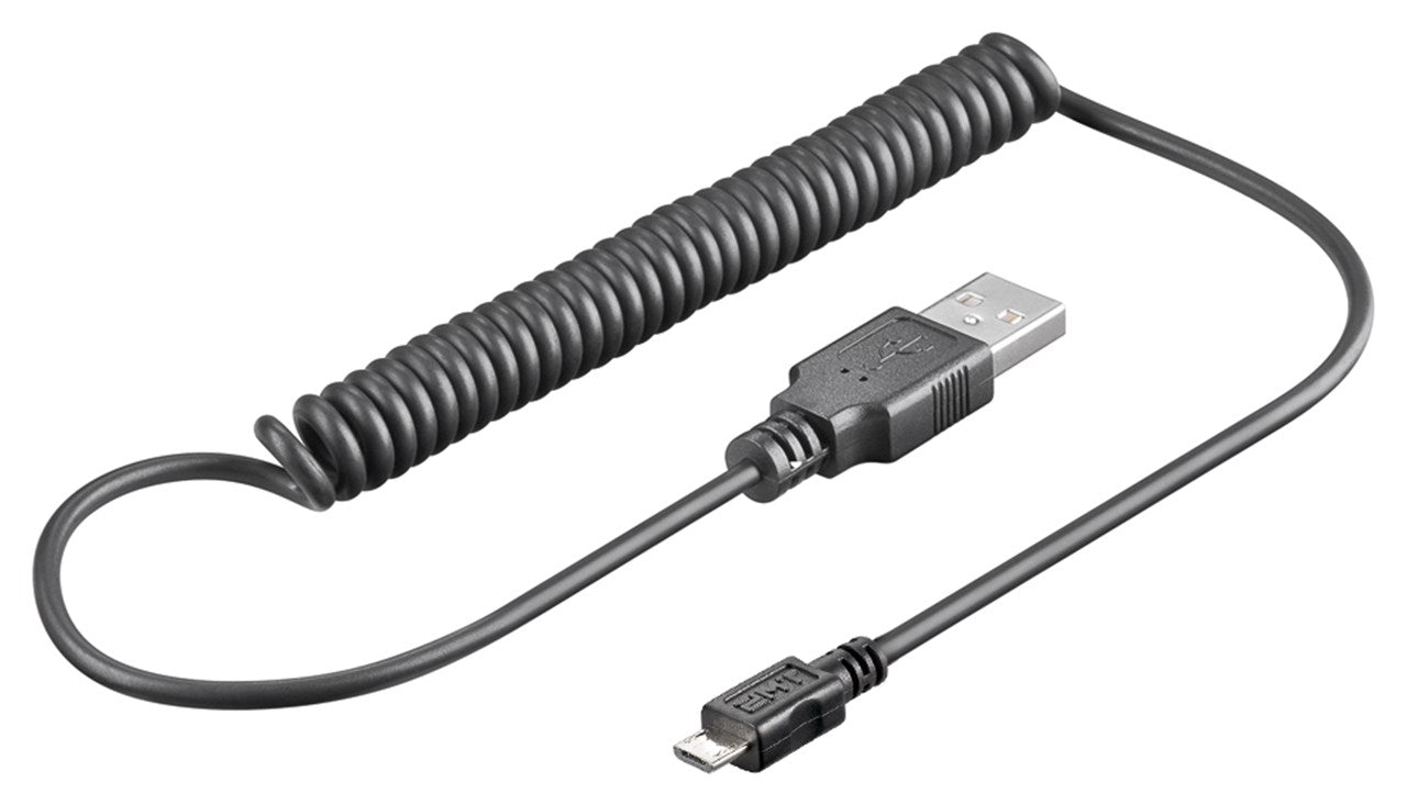 Mikro USB spiralkabel, 1 meter