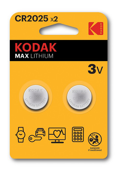 Kodak CR2025 batteri, 2 stk