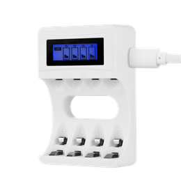 USB Batterioplader, 4xAA/AAA, hvid