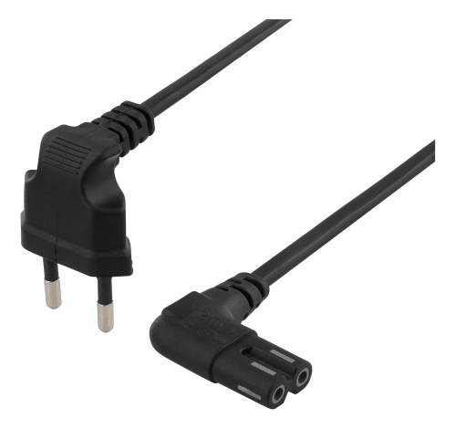 Vinklet 8 tals kabel 3m, CEE 7/16 til IEC 60320, sort