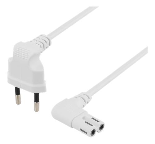 Vinklet 8 tals kabel 5m, CEE 7/16 til IEC 60320, hvid