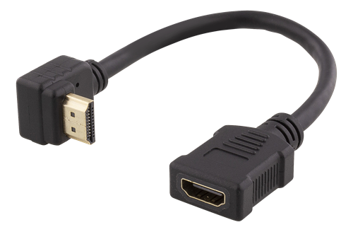 HDMI hun til HDMI han, vinklet op, sort