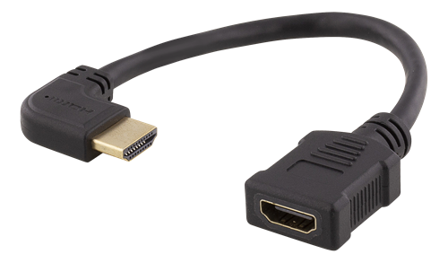 HDMI hun til HDMI han, venstre vinklet, sort