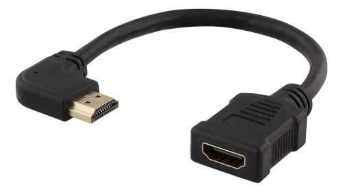 HDMI hun til HDMI han, højre vinklet, sort