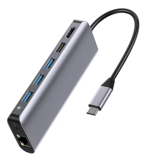 USB C hub, grå