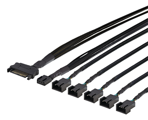 PWM splitter 4pin & SATA til 5x4pin - 0.45m