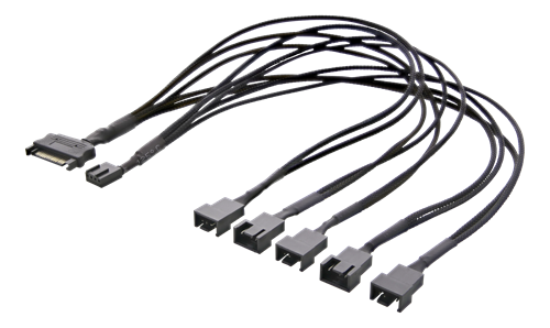PWM splitter 4pin & SATA til 5x4pin - 0.45m
