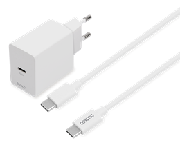 Vægoplader, USB C, hvid. inkl. 1 meter kabel - 20W