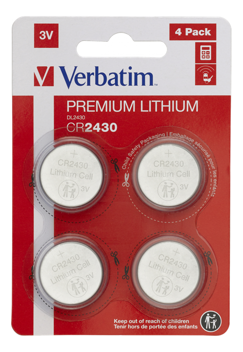Verbatim CR2430 3V batteri, 4 stk