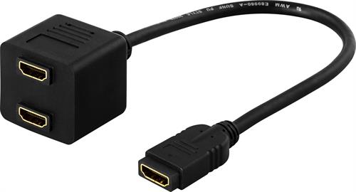 HDMI hun til 2x HDMI hun, sort