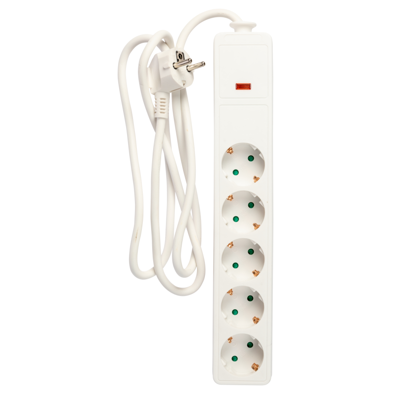 Stikdåse 5-vejs stik m/overspændingsbeskyttelse (3x1,5mm²), 1,5m