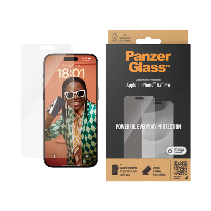PanzerGlass Screen Protector Apple iPhone 15 Pro Max | Classic Fit
