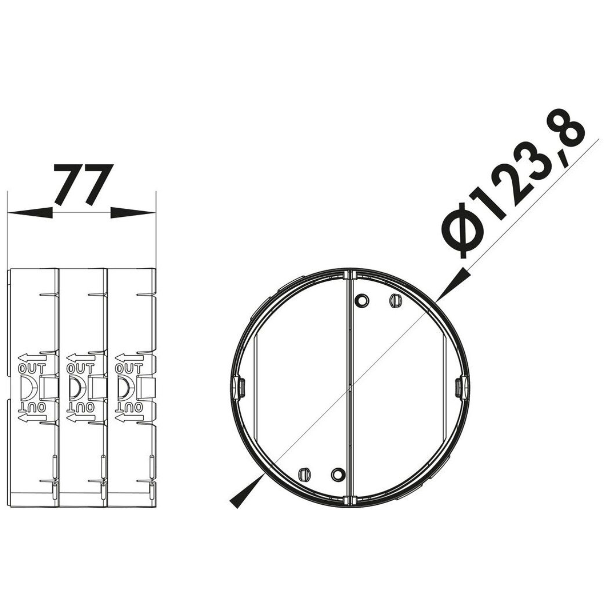 Thermospjæld Ø125mm - 4022049 - Sort/Sølv - Åben emballage