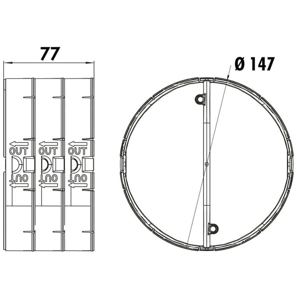 Thermospjæld Ø150mm - 4043064 - Sort/Sølv
