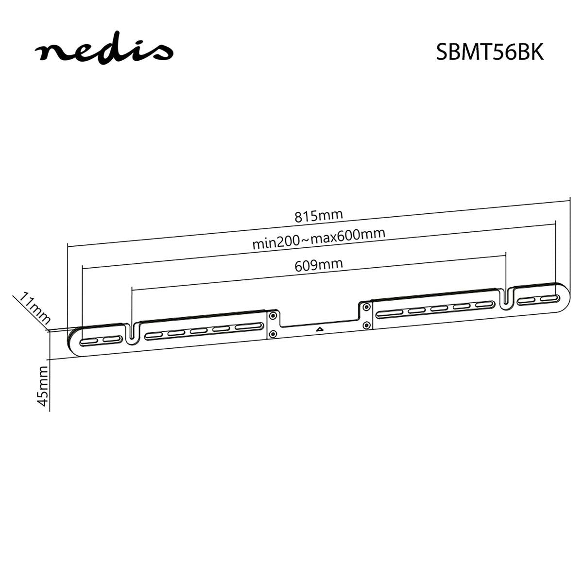 Soundbar Beslag Sonos® Arc™ | Væg | 10 kg | Fast | ABS / Stål | Sort