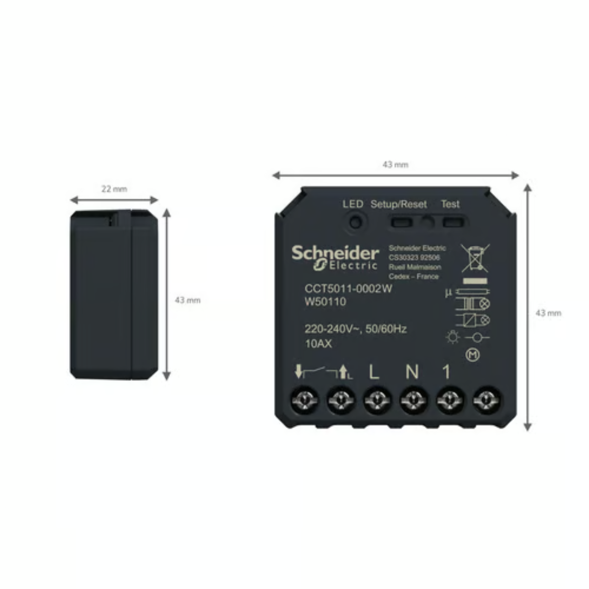 Wiser Indbygningsrelæ 10A - CCT5011-0002W