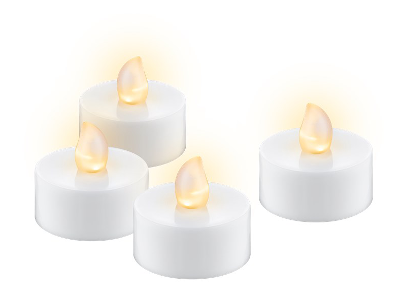 Set of 4 LED tea lights with timer