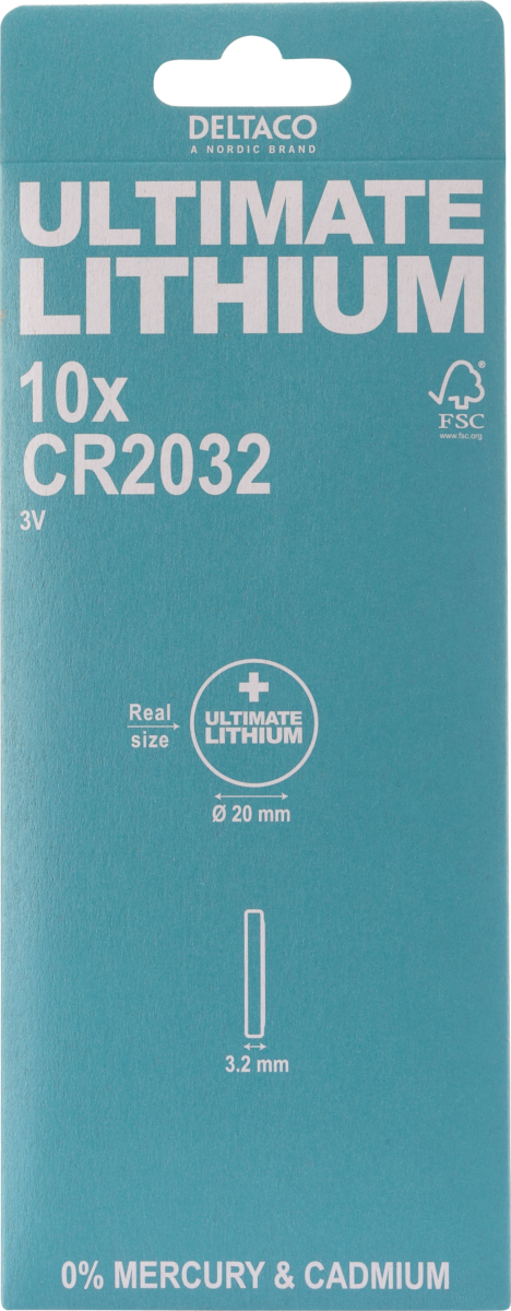 Ultimate Lithium CR2032 Knapbatteri 3V - 10 stk