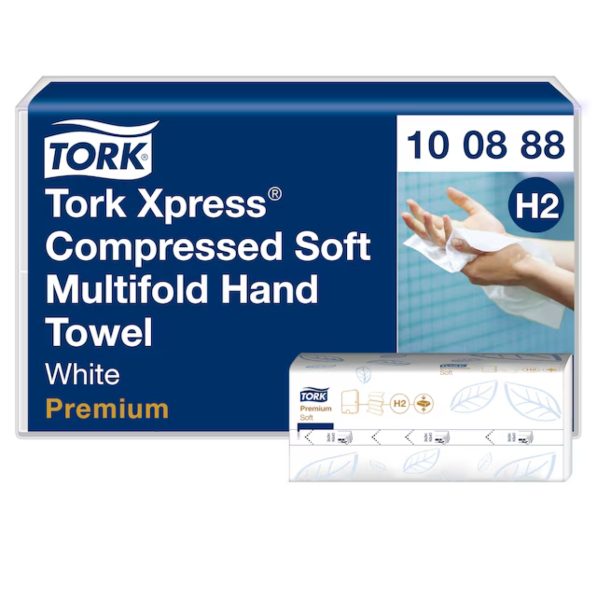 Tork Xpress Multifold Håndklædeark H2, Premium 2-lags, Hvid, 12 pakker á 170 stk. (2040 stk.), 100888