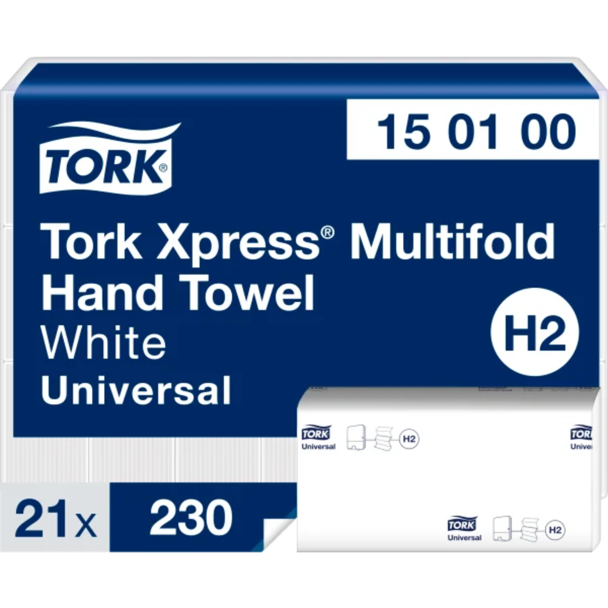 Tork Xpress Multifold Håndklædeark H2, Universal 1-lags, Hvid, 21 x 230 stk. 150100