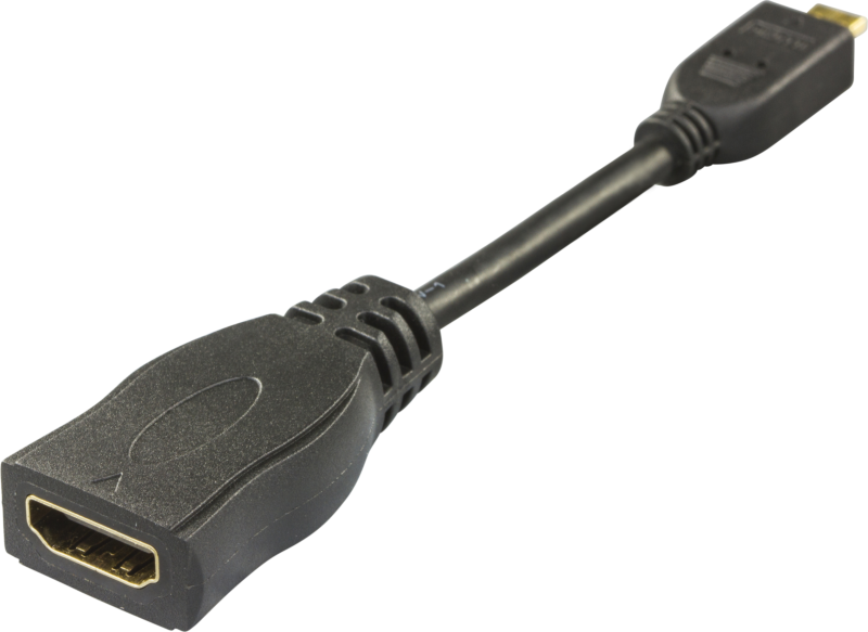 HDMI-adapter, micro HDMI 19-pin han til HDMI 19-pin hun, 0,1m, sort