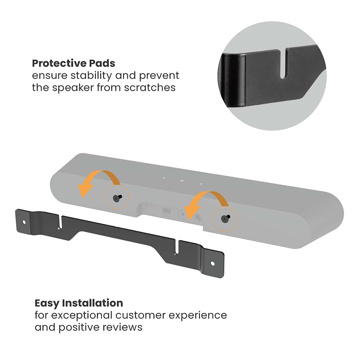 Soundbar Beslag, Sonos® Ray™ | Væg | 2 kg | Fast | ABS / Stål | Sort