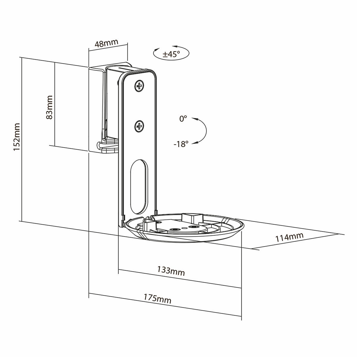 Vægbeslag til Sonos® Era100 | Væg | 3 kg | Swivel / Tilt | Vipbar | Kan drejes | ABS / Metal | Sort