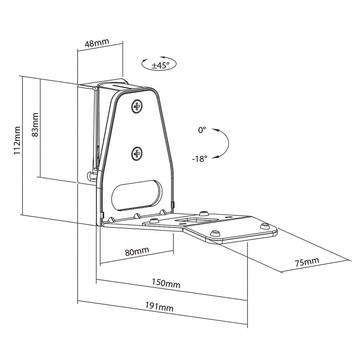 Vægbeslag til Sonos® Era300 | 5 kg | Swivel / Tilt | Vipbar | Kan drejes | ABS / Metal | Sort