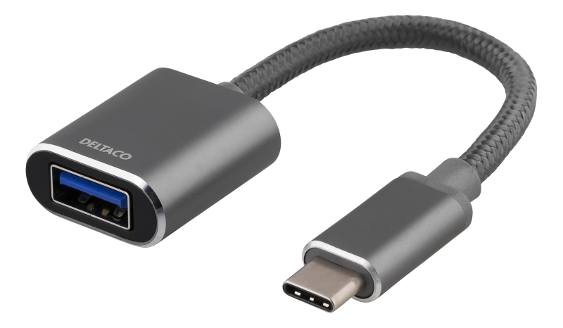 USB-C 3.1 to USB-A OTG adapter, aluminium, retail box, grey