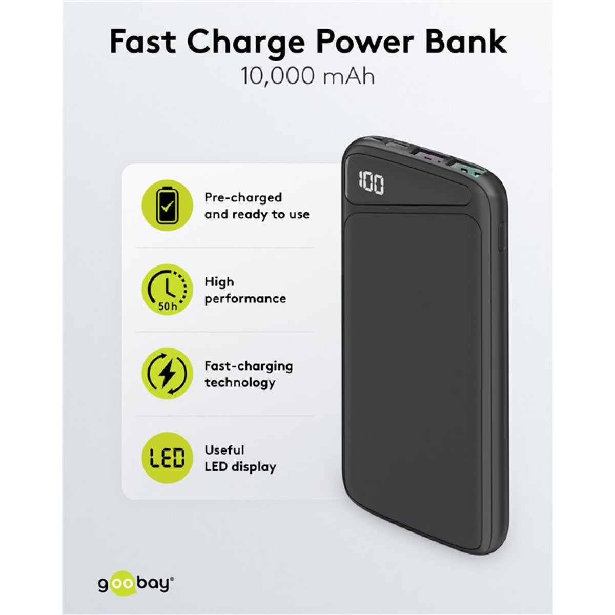 Goobay Power Bank 10.000 mAh med Power Delivery