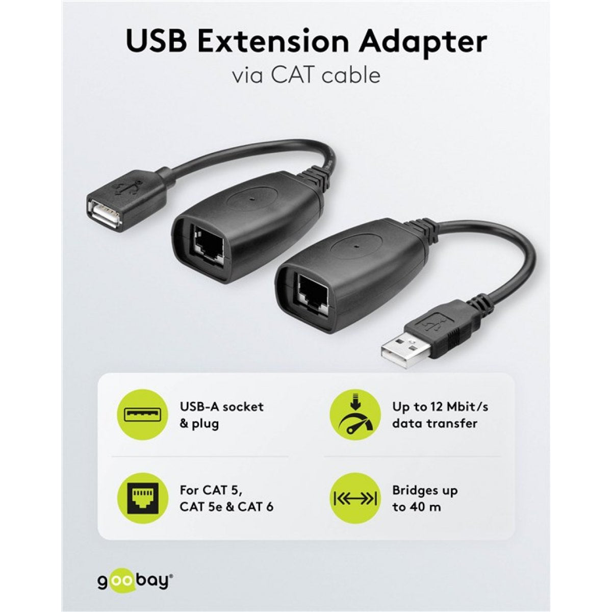 Goobay USB forlænger op til 40m via netværkskabel
