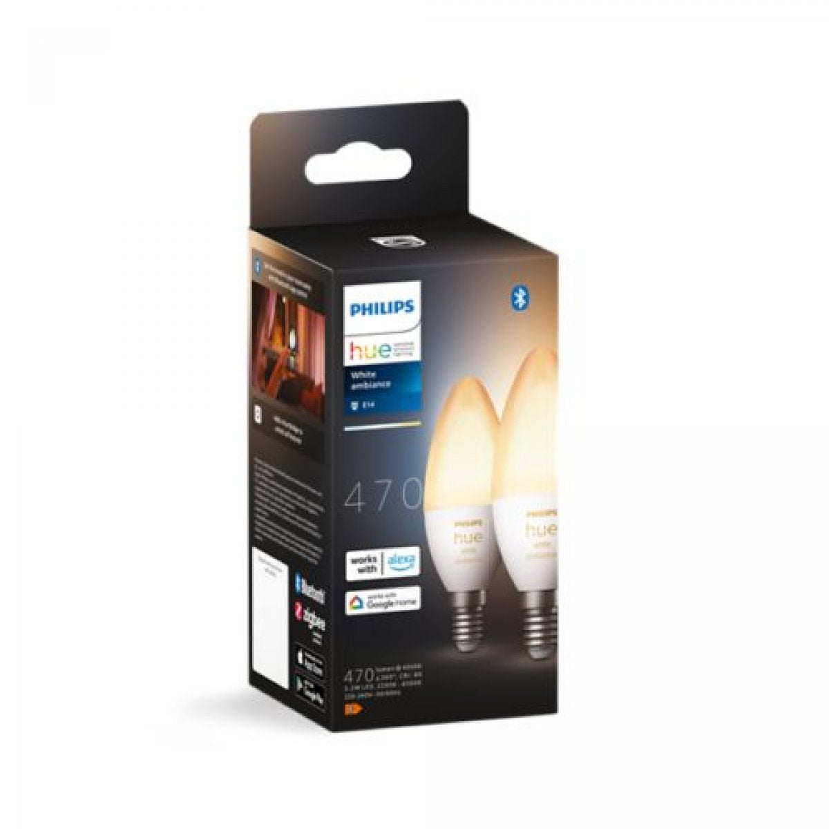 Philips Hue WA 2-pak E14 B39 Candle LED-pærer Hvid Ambiance