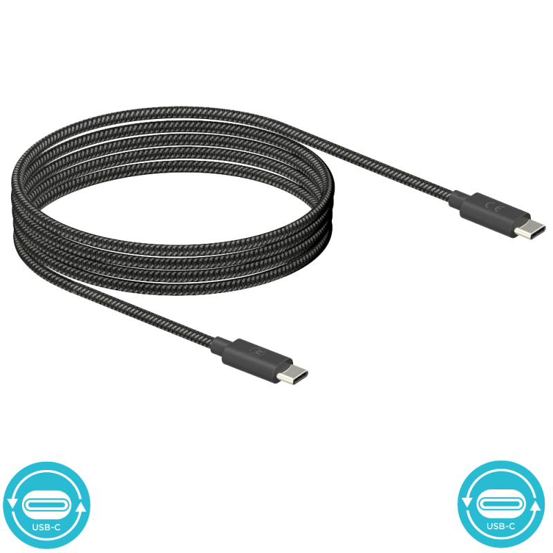 Motorola Mobile Premium USB-C to USB-C Cable 1.5m, Black/Gray