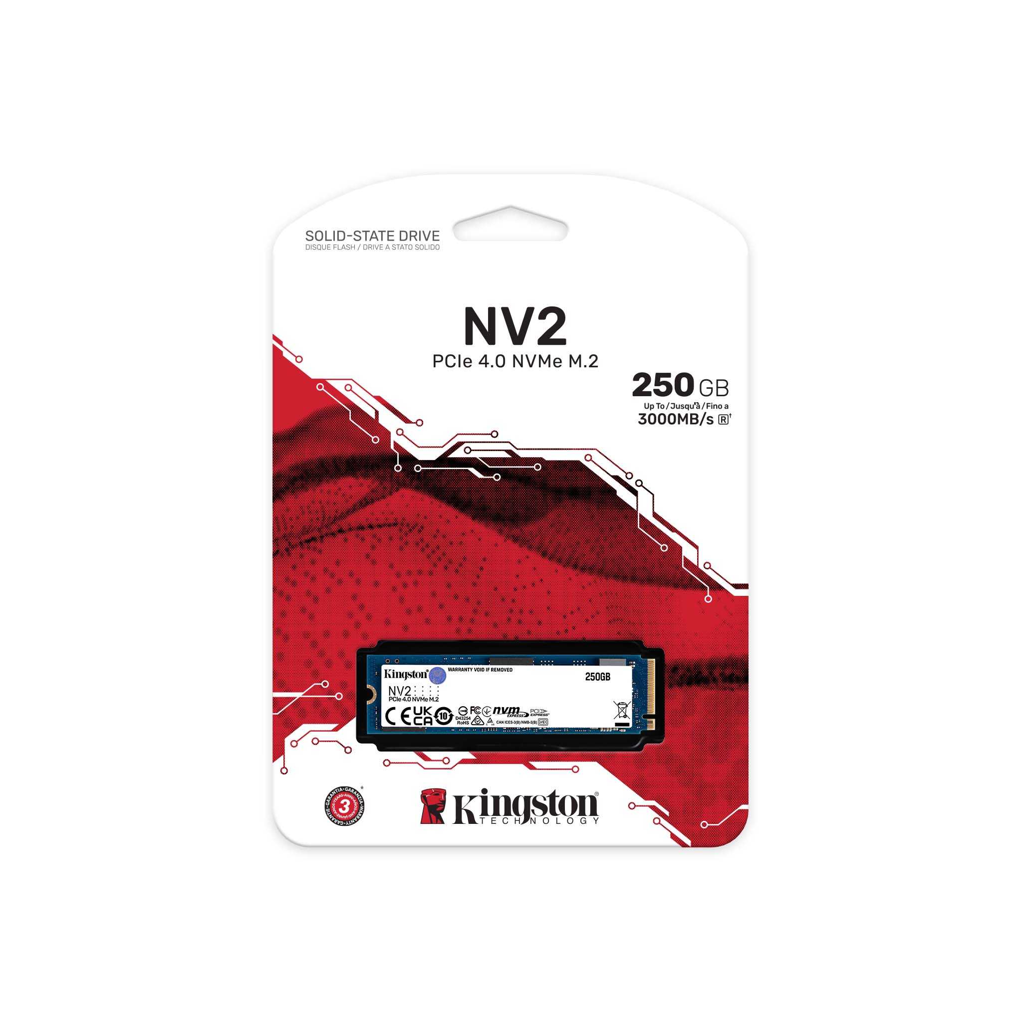 Kingston NV2 - SSD - 250 GB - internal - M.2 2280 - PCIe 4.0 x4 (NVMe)