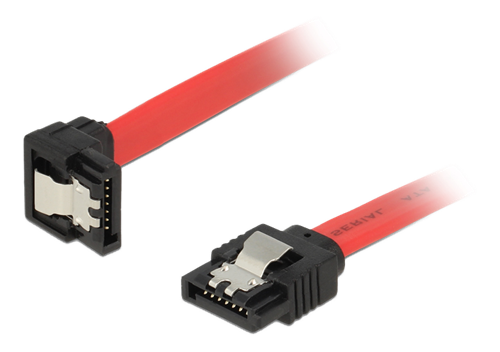 SATA vinklet, 7-pin, 6GB/s, 20 cm, rød