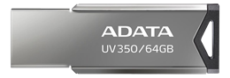 Adata UV350, USB 3.2, 64 GB, Hukommelsestik, sølv