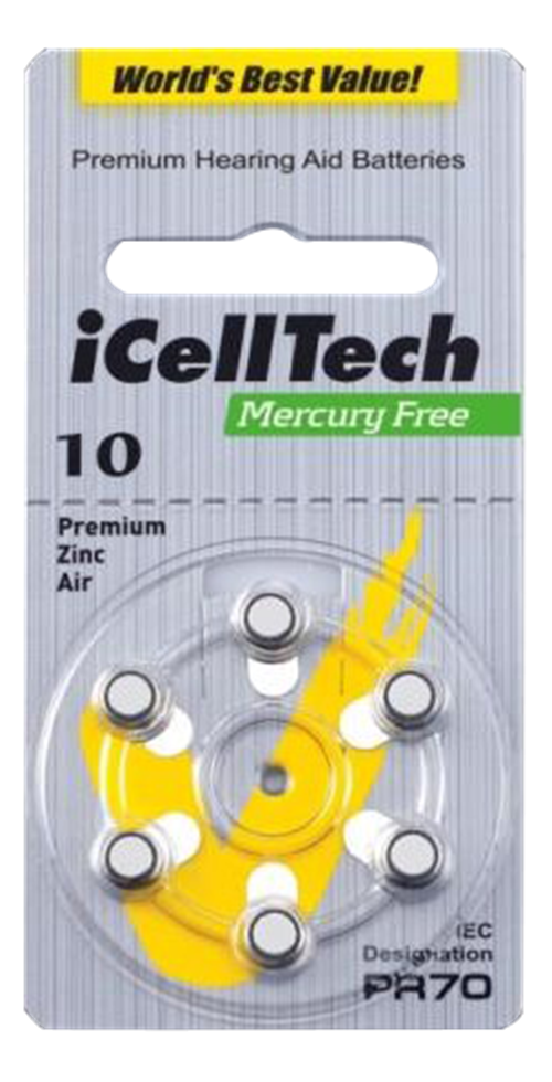 iCellTech 10 PR70 Zinc-air batteri, 6 stk