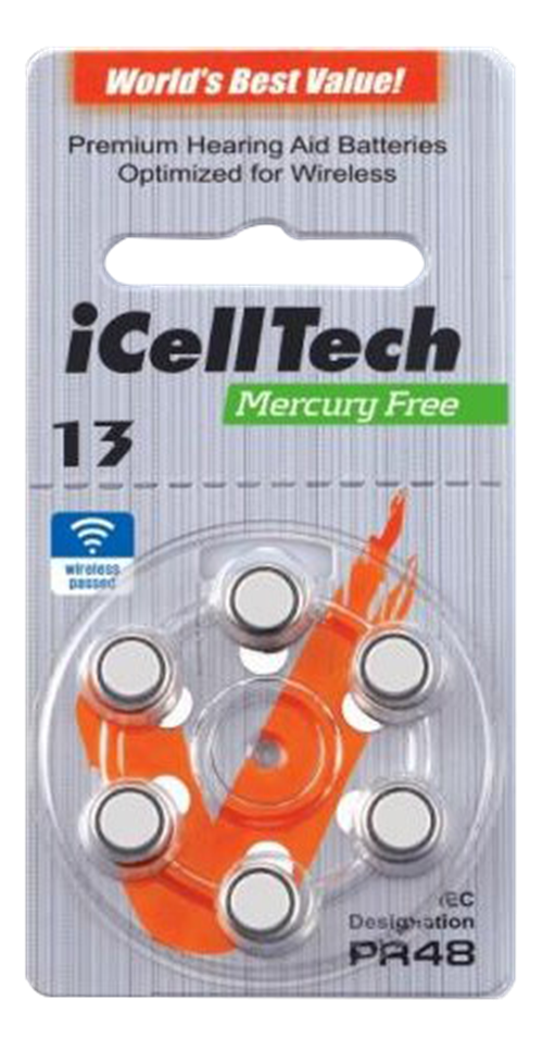 iCellTech 13 PR48 Zinc-air batteri, 6 stk