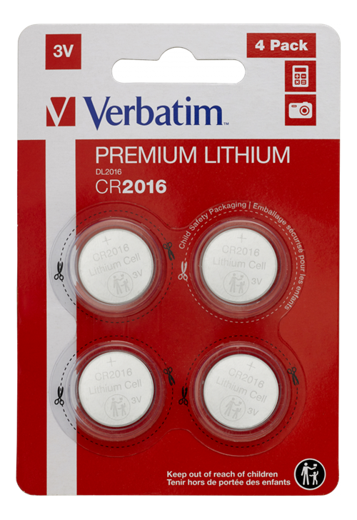 Verbatim CR2016 3V batteri, 4 stk