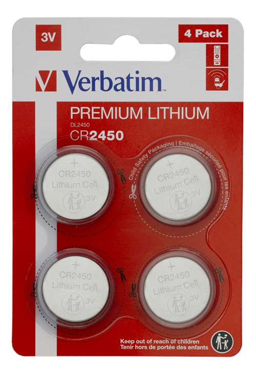Verbatim CR2450 3V batteri, 4 stk